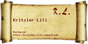 Kritzler Lili névjegykártya